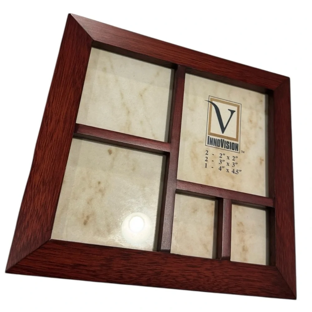 Cherry Wood Multi-Opening Picture Frame - Red Brown